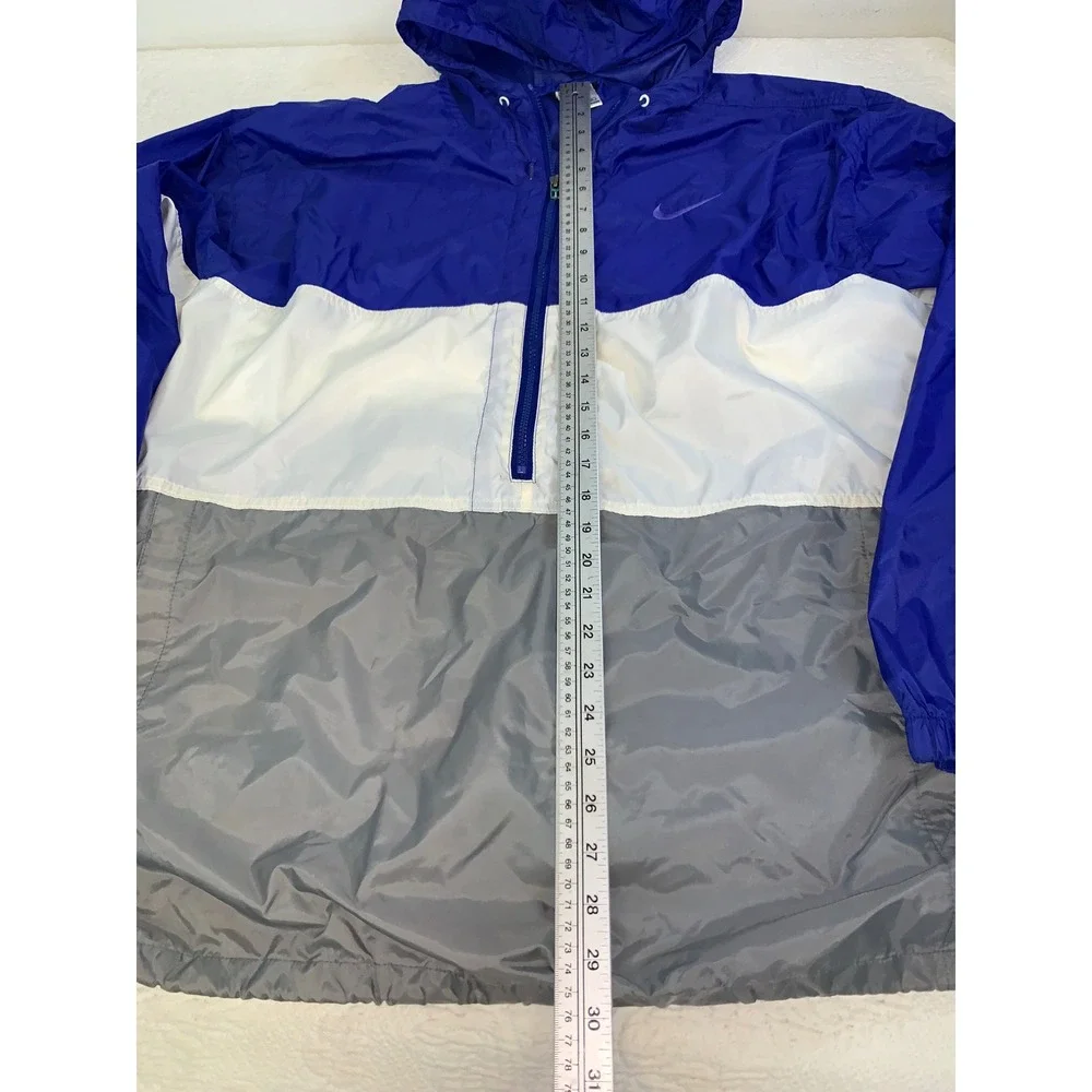Vintage 90s Nike Windbreaker‎ Jacket XL Blue White Grey Colorblock Half Zip Hood